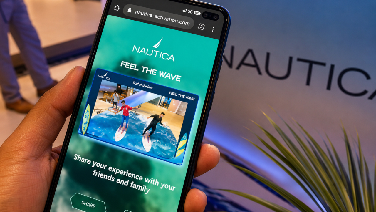 mobile screen showing participants’ surfing avatars, ready to share their immersive brand moment